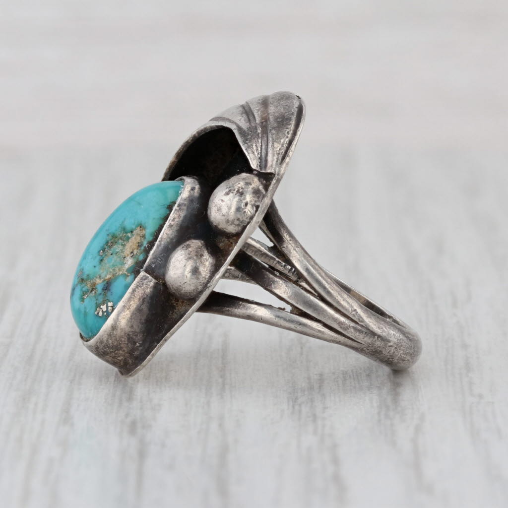 Vintage Native American Turquoise Ring Sterling Silver Size 6.5 Statement