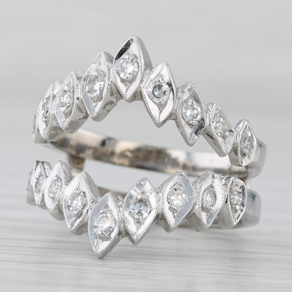 Light Gray 0.30ctw Diamond Enhancer Jacket Ring 14k White Gold Size 6.75 Wedding Band