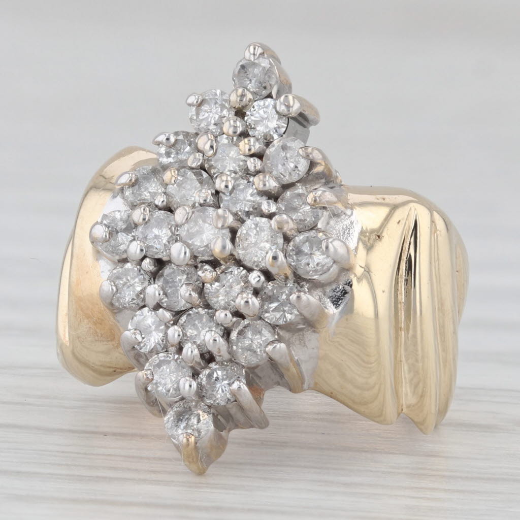 Gray 0.75ctw Diamond Cluster Ring 10k Yellow Gold Small Size 3.5