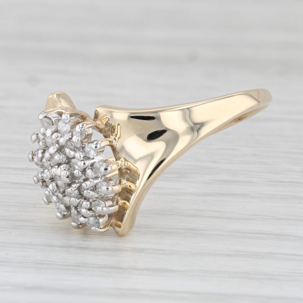 Light Gray 0.20ctw Diamond Cluster Bypass Ring 10k Yellow Gold Size 10.25