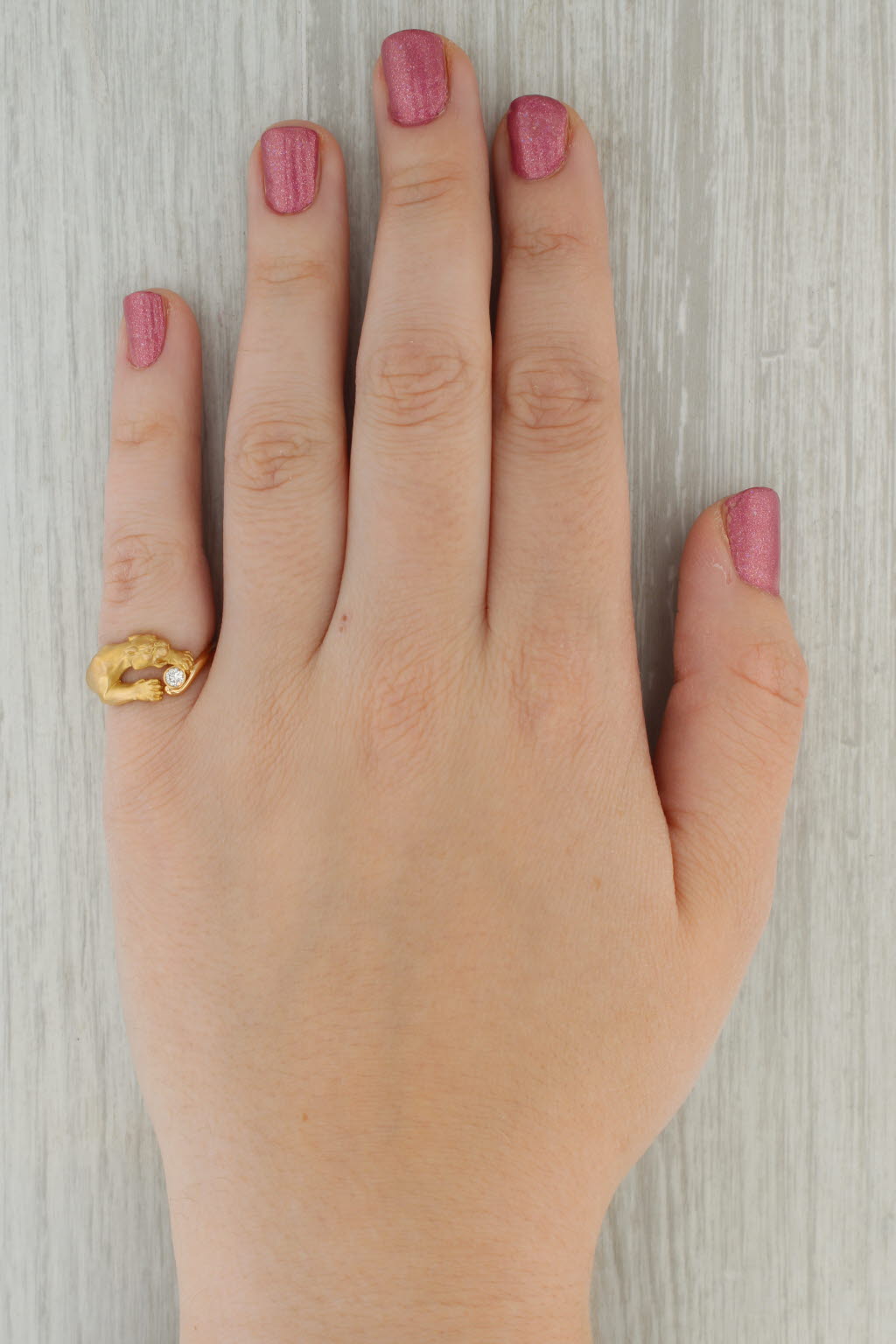 Rosy Brown Carrera Y Carrera Panther Ring Diamond 18k Yellow Gold Size 6.25 Box