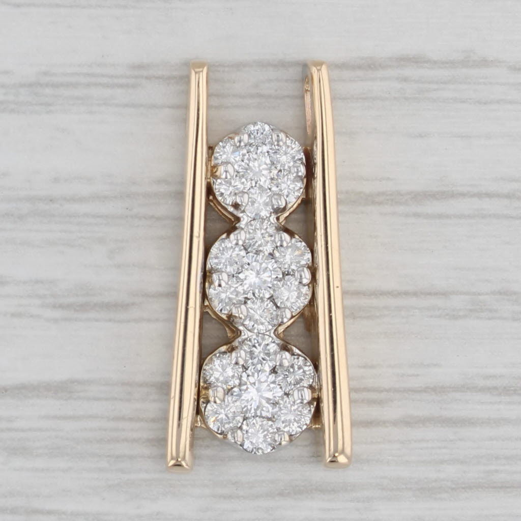 Gray 0.85ctw Diamond Cluster Journey Pendant 14k Yellow Gold