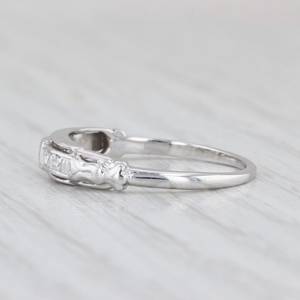 Vintage Diamond Wedding Band 14k White Gold Size 5.75 Stackable Ring