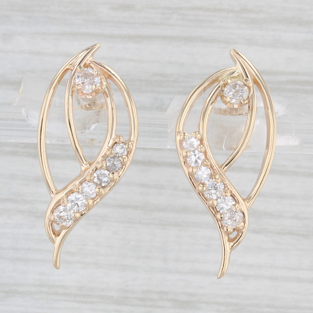 Light Gray 0.52ctw Diamond Teardrop Earrings 14k Yellow Gold
