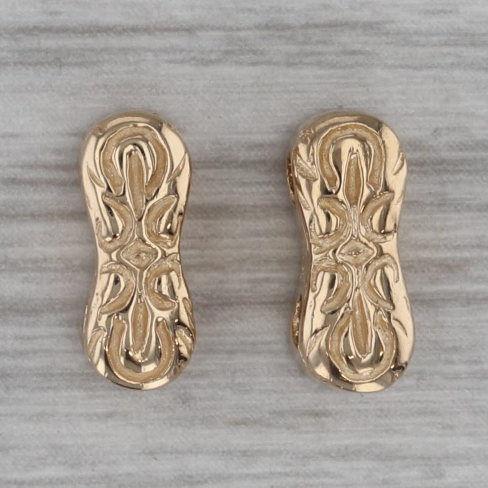 Dark Gray Vintage Slide Bracelet Spacer Charms 14k Yellow Gold Set of 2 Goldman Kolber