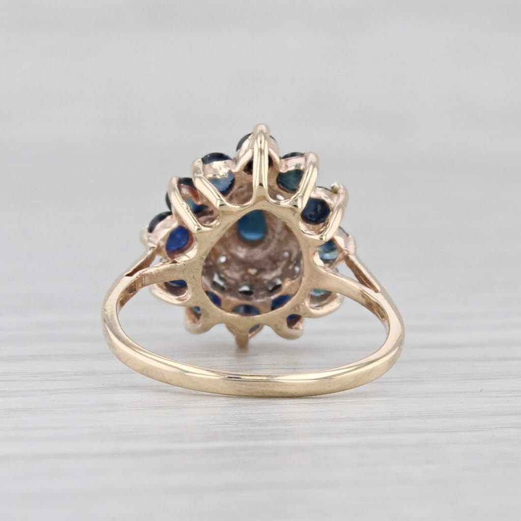 Light Gray 1.15ctw Blue Sapphire Halo Diamond Ring 10k Yellow Gold Size 5.25