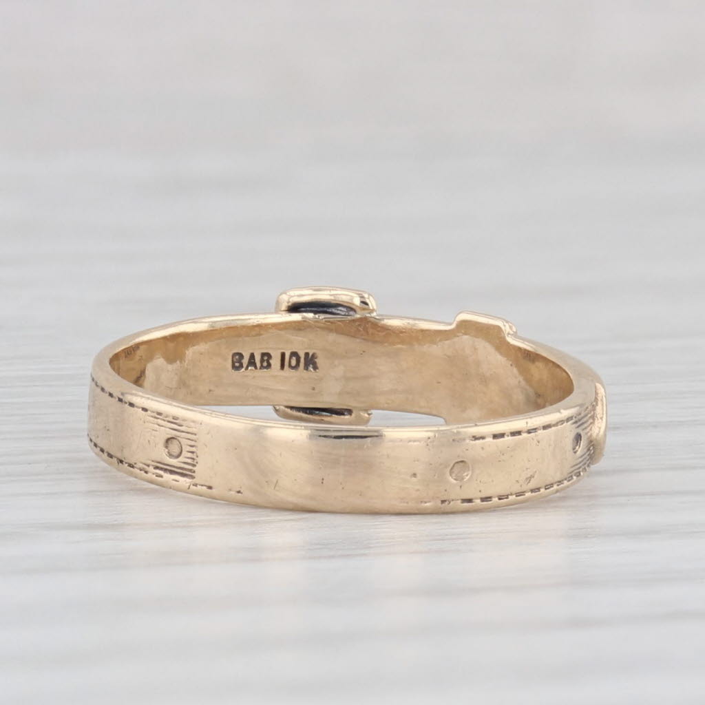 Light Gray Vintage Ballou Co BA Belt Buckle Ring 10k Yellow Gold Size 4 Stackable