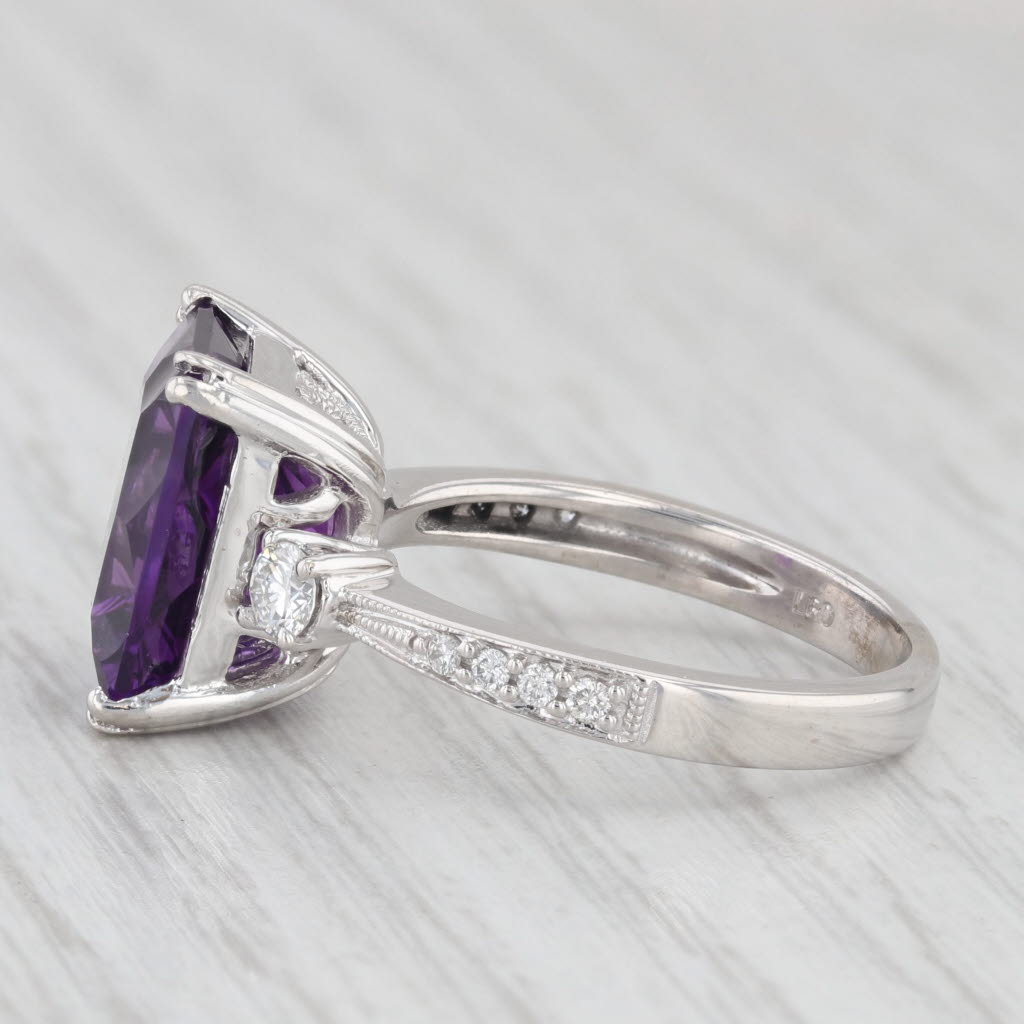 Light Gray 6.05ctw Amethyst Diamond Ring 14k White Gold Size 7.25