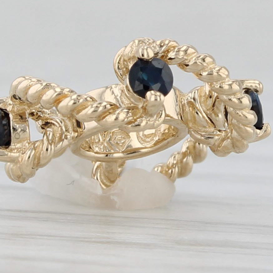 Gray Small 0.12ctw Blue Sapphire Flower Twist Bead Spacer Charm 14k Gold Rondel