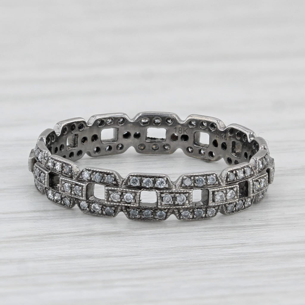 Light Gray New Beverley K 0.25ctw Diamond Stackable Ring 18k White Gold Sz 6.5 Wedding Band