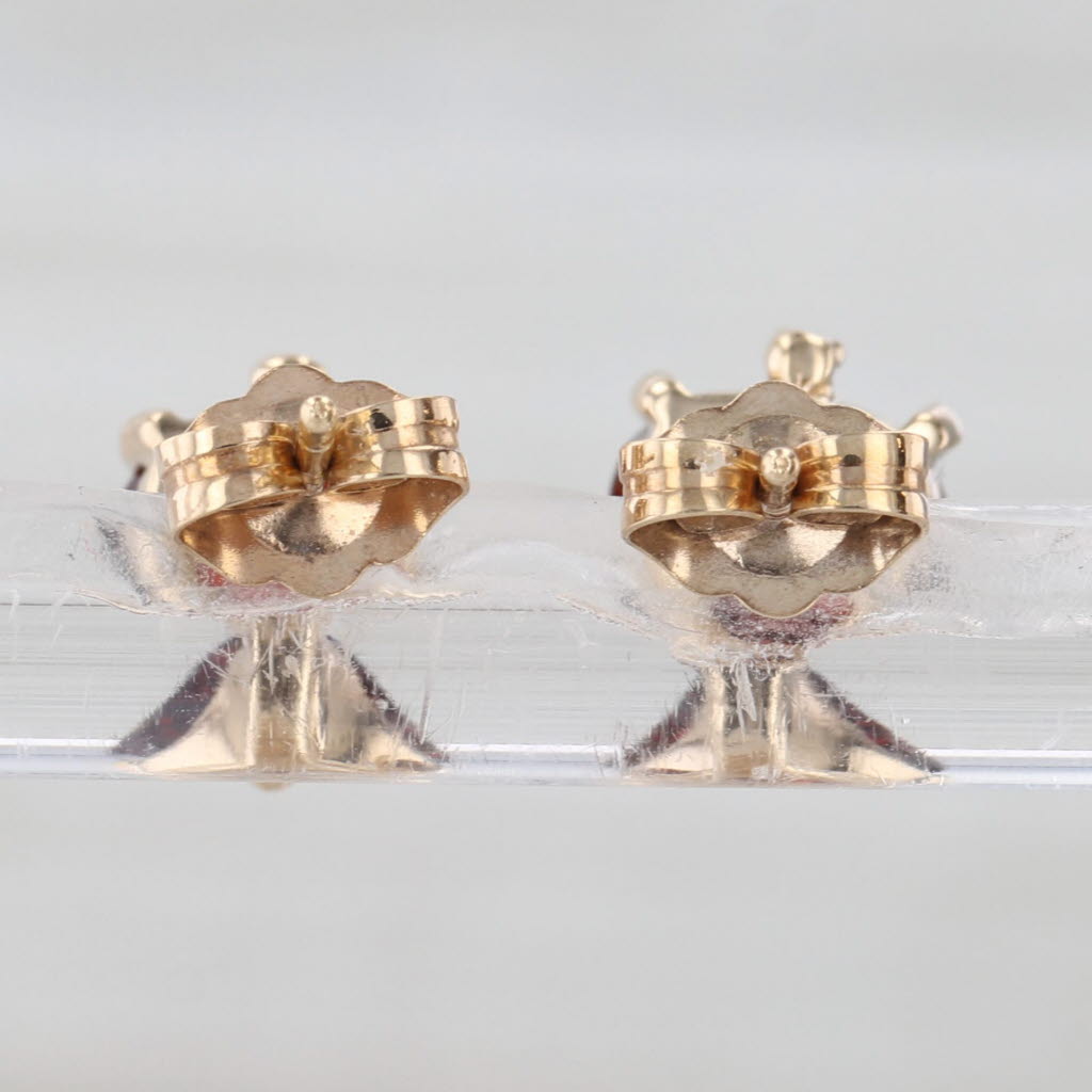 2.81ctw Garnet Heart Stud Earrings 10k Yellow Gold Diamond Accents