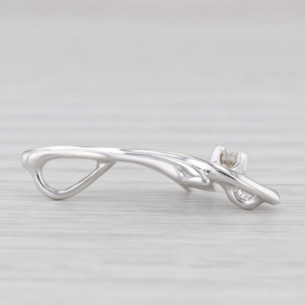 Light Gray Diamond Solitaire Drop Pendant 14k White Gold