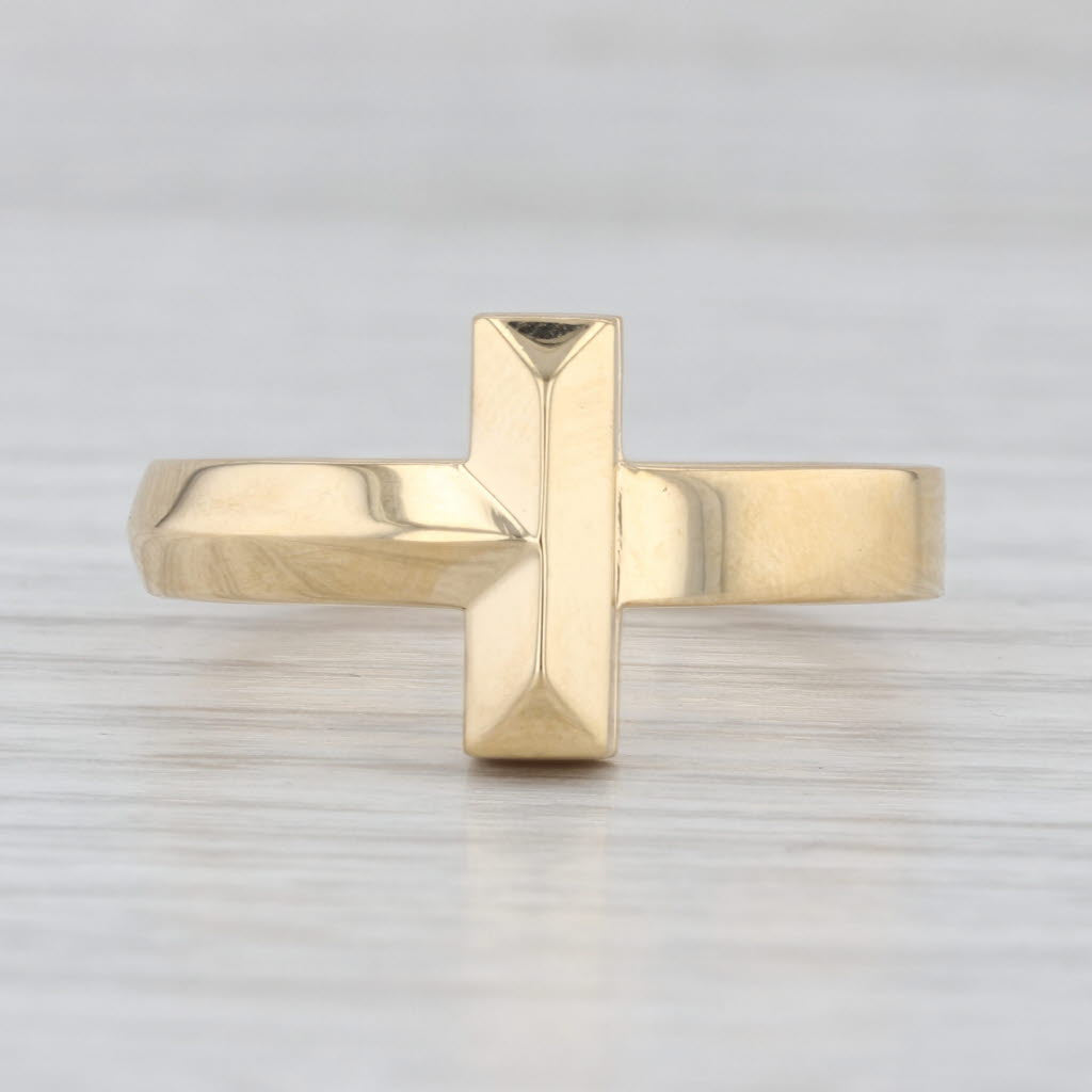 Tiffany & Co Beveled Large T Ring 18k Yellow Gold Size 10
