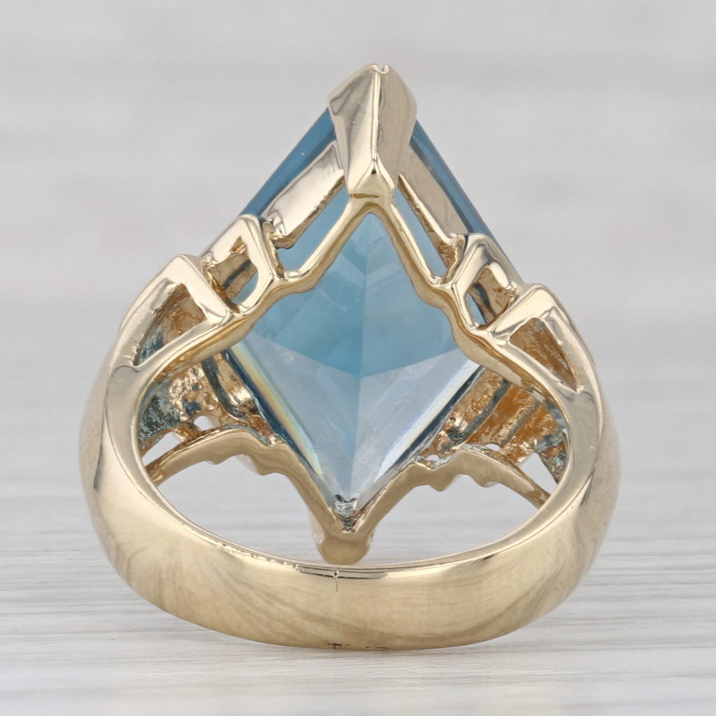 Gray Blue Topaz Rhombus Solitaire Ring 14k Yellow Gold Size 4.75