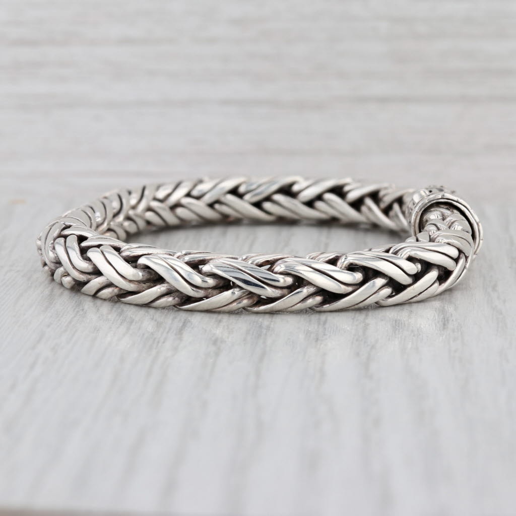 John Hardy Classic Wheat Chain Bracelet Sterling Silver 7.5" XL 8.2mm