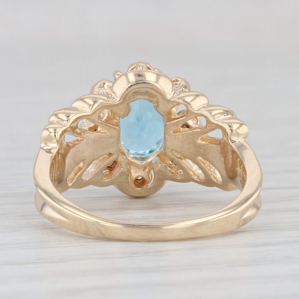 Light Gray 1.66ctw Oval Blue Topaz Diamond Ring 10k Yellow Gold Size 6