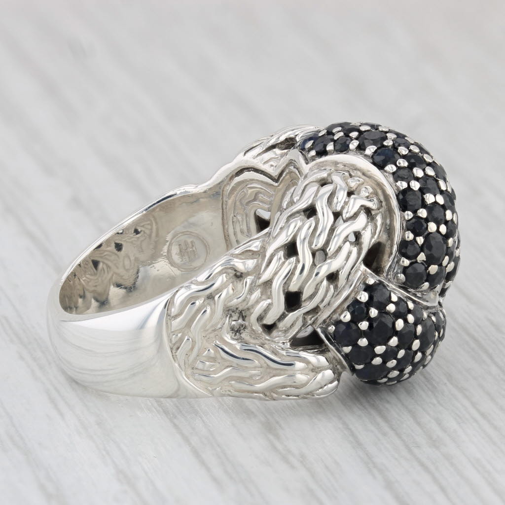 Light Gray John Hardy Lava Braided 5ctw Blue Sapphire Knot Cocktail Ring Sterling Silver