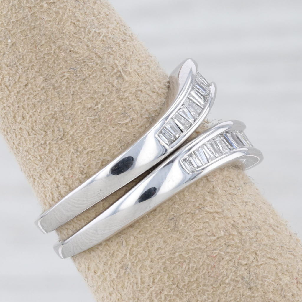 0.64ctw Contoured Diamond Bands 14k White Gold Size 6.25 Wedding Guard Stackable