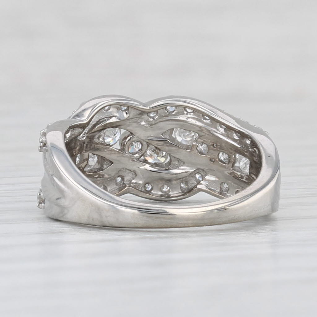 Light Gray 0.75ctw Diamond Woven Knot Ring 10k White Gold Size 5 With Certification