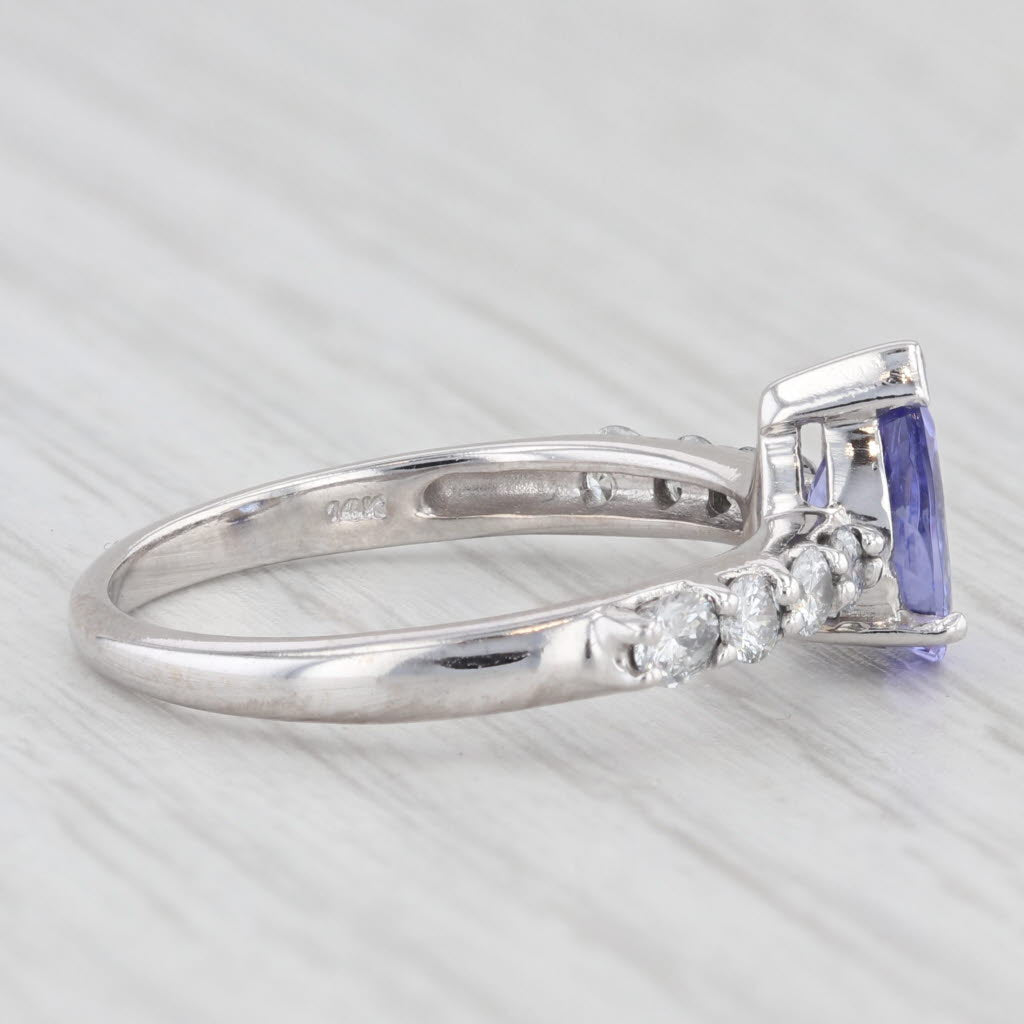 Light Gray 1.42ctw Pear Tanzanite Diamond Ring 14k White Gold Size 7 Teardrop Engagement