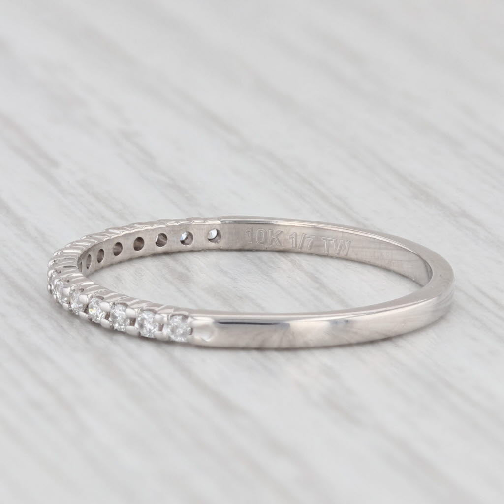 Light Gray 0.15ctw Diamond Wedding Band 10k White Gold Stackable Anniversary Ring Size 7