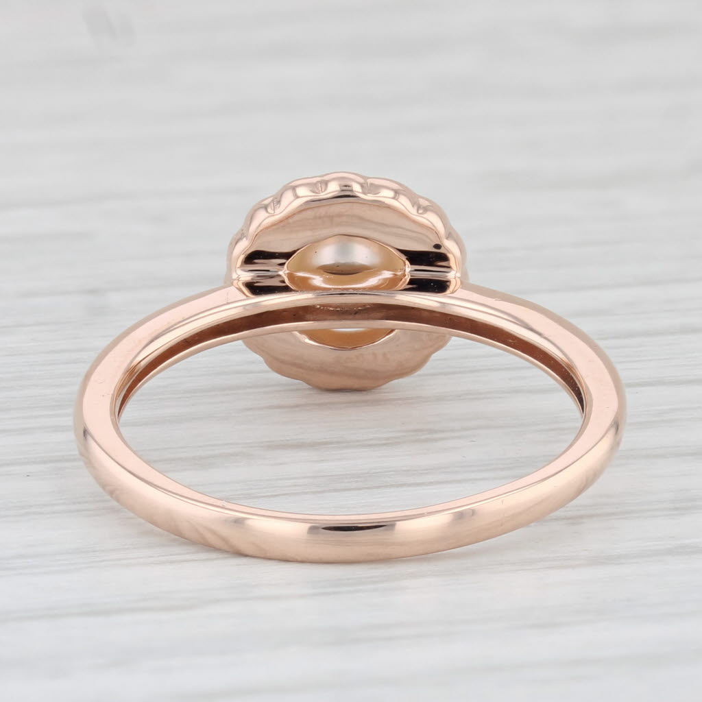 Light Gray Cultured Pearl Solitaire Ring 10k Rose Gold Size 10.25 Halo Design