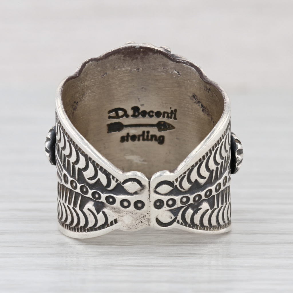 D Becenti Vintage Native American Navajo Ring Sterling Silver Size 12 Statement