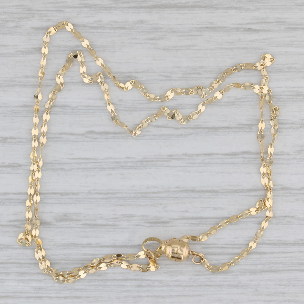 Gray New Gucci Chain Necklace 14k Yellow Gold 17.5" 1.4mm Magnetic Clasp