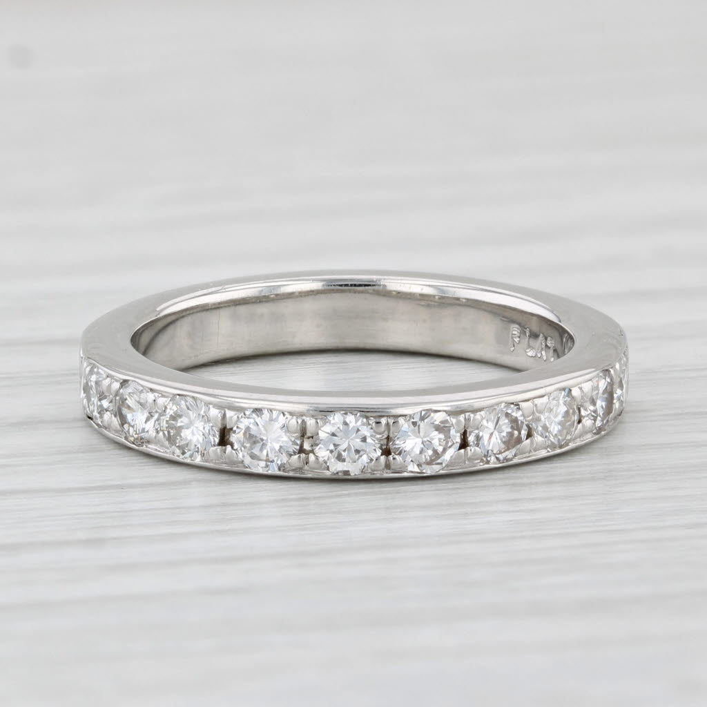 Light Gray 0.90ctw Diamond Wedding Band Platinum Size 7.25-7.5 Stackable Anniversary Ring