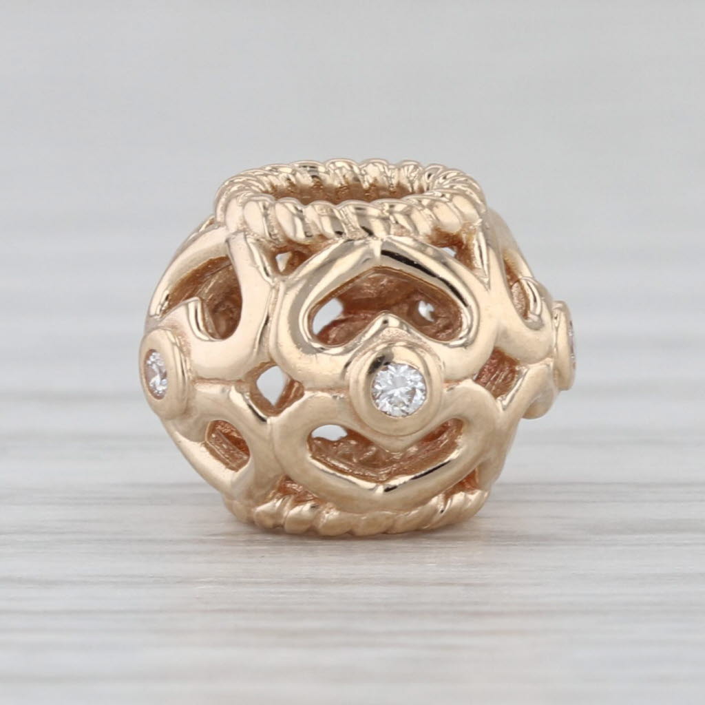 Authentic Pandora Open Heart Diamonds Charm 750466D 14k Gold Bead