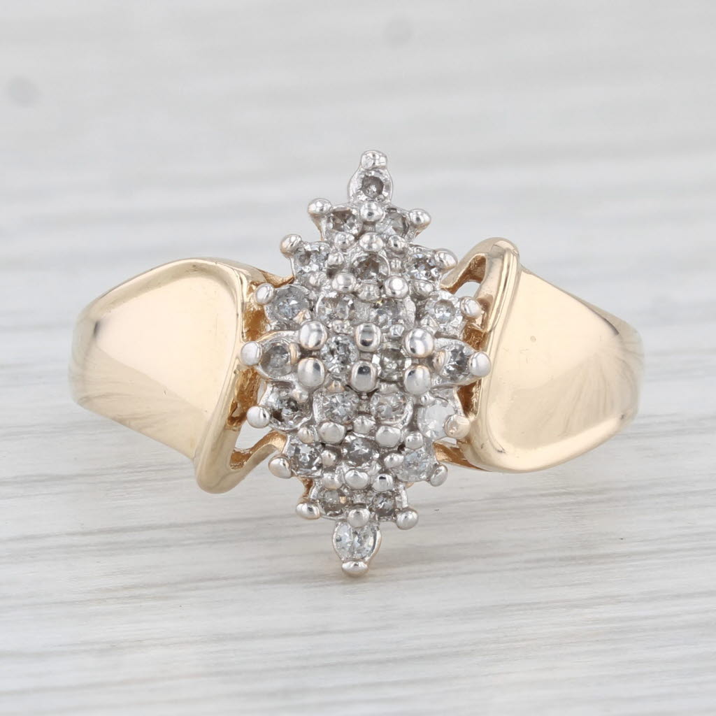 Light Gray 0.16ctw Diamond Cluster Ring 10k Yellow Gold Size 7.25