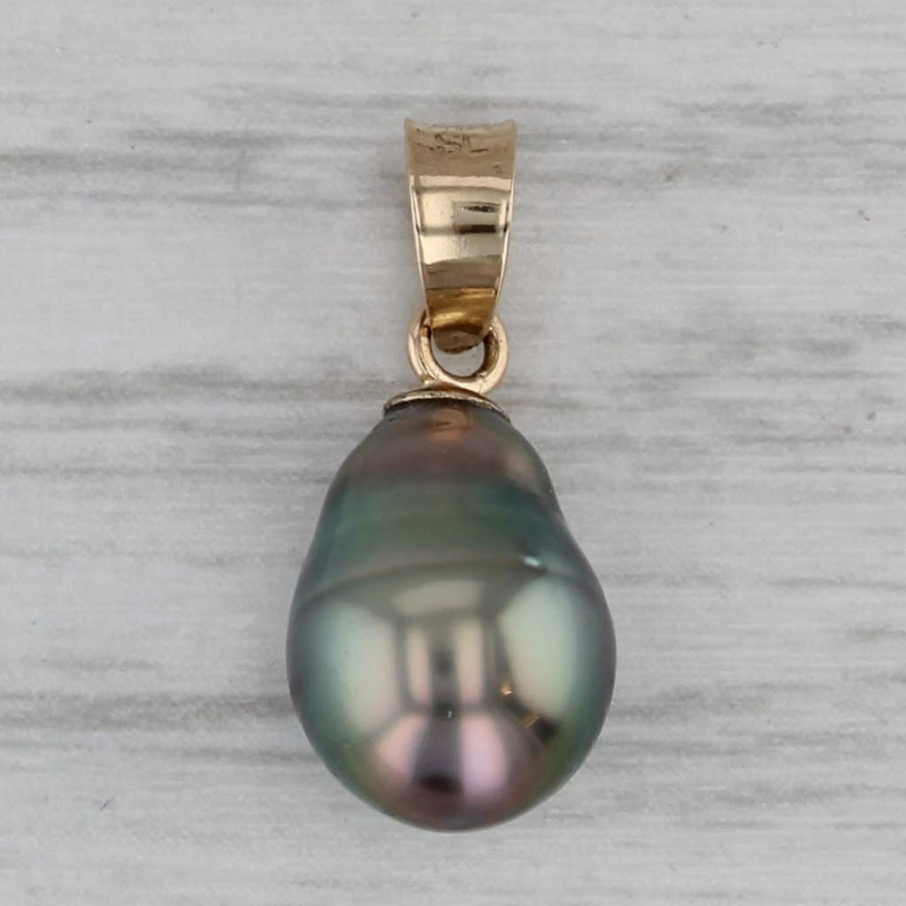 Gray Gray Cultured Pearl Drop Pendant 14k Yellow Gold 8 x 10.5mm