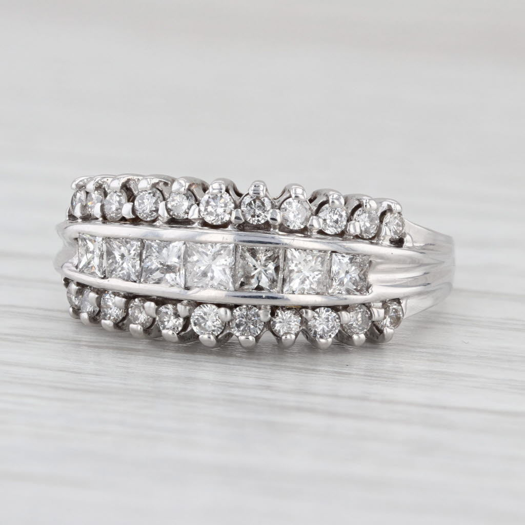 0.98ctw Diamond 3-Band Ring 14k White Gold Size 8