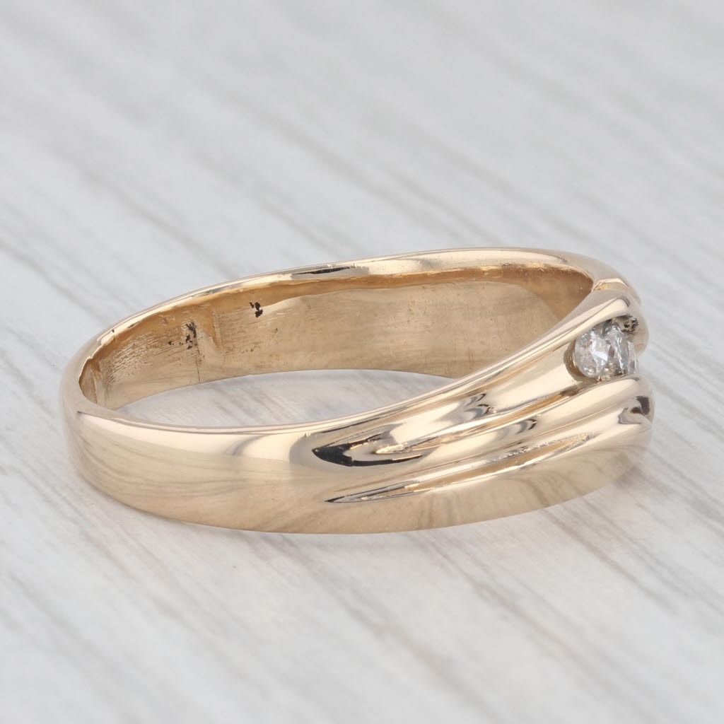Light Gray 0.20ctw Diamond Men's Ring 14k Yellow Gold Size 11 Men's Wedding Band