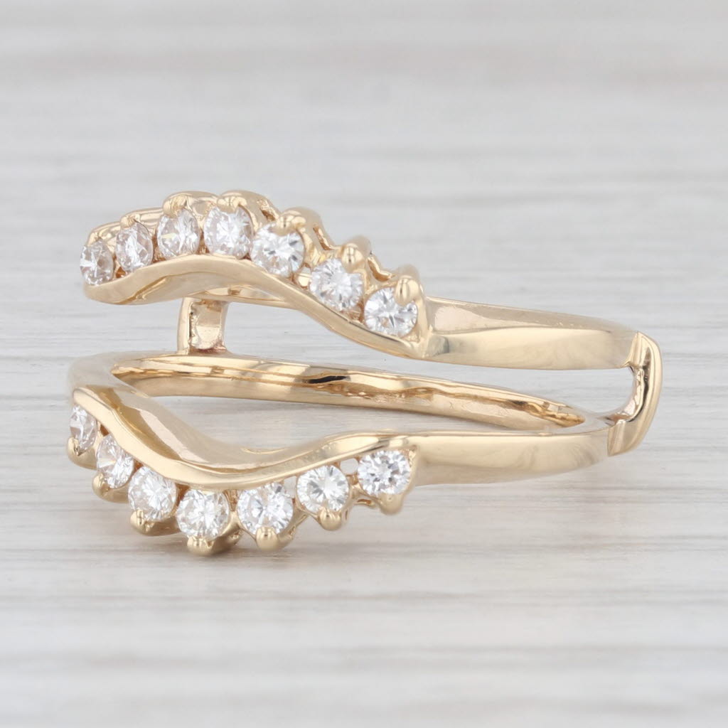 Light Gray 0.40ctw Diamond Ring Jacket 14k Yellow Gold Size 6.5 Guard Bridal Wedding