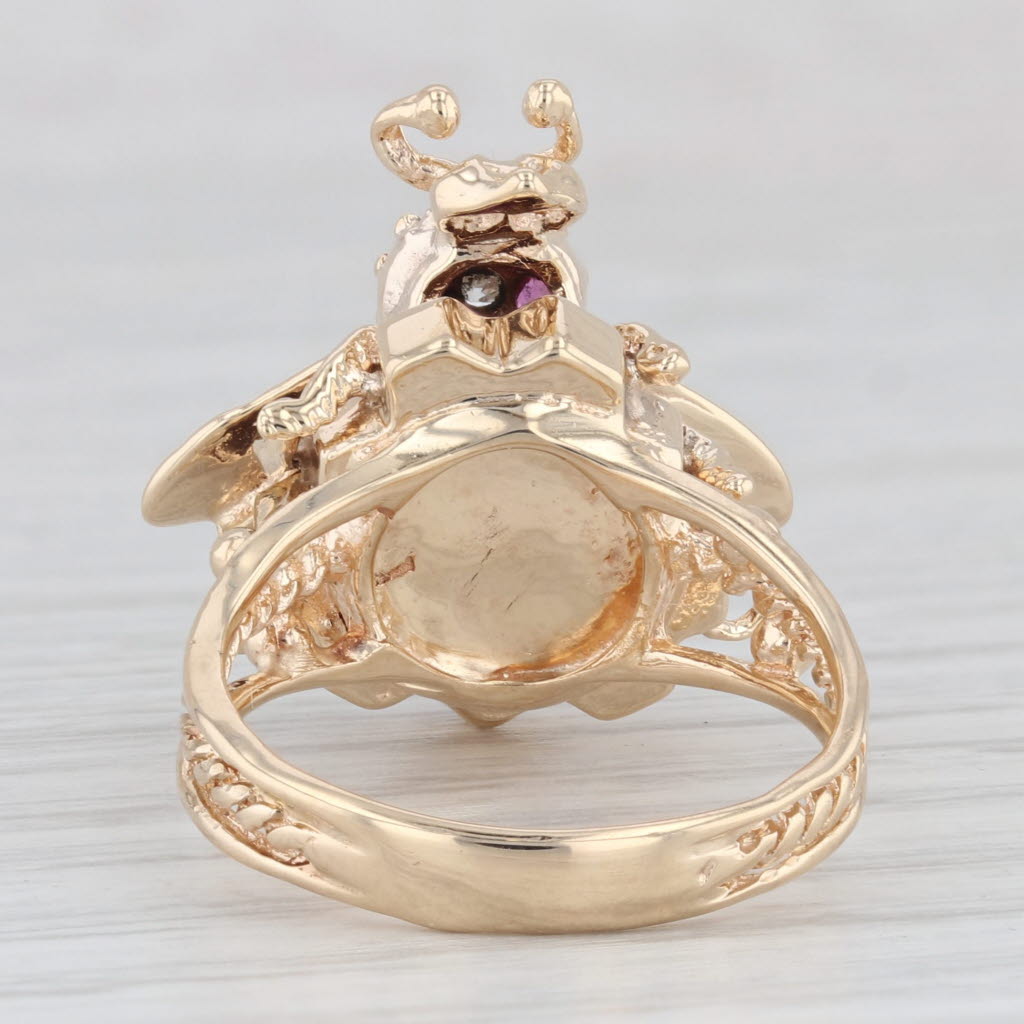 Light Gray 0.62ctw Ruby Bumble Bee Ring 14k Yellow Gold Size 7.25 Cocktail