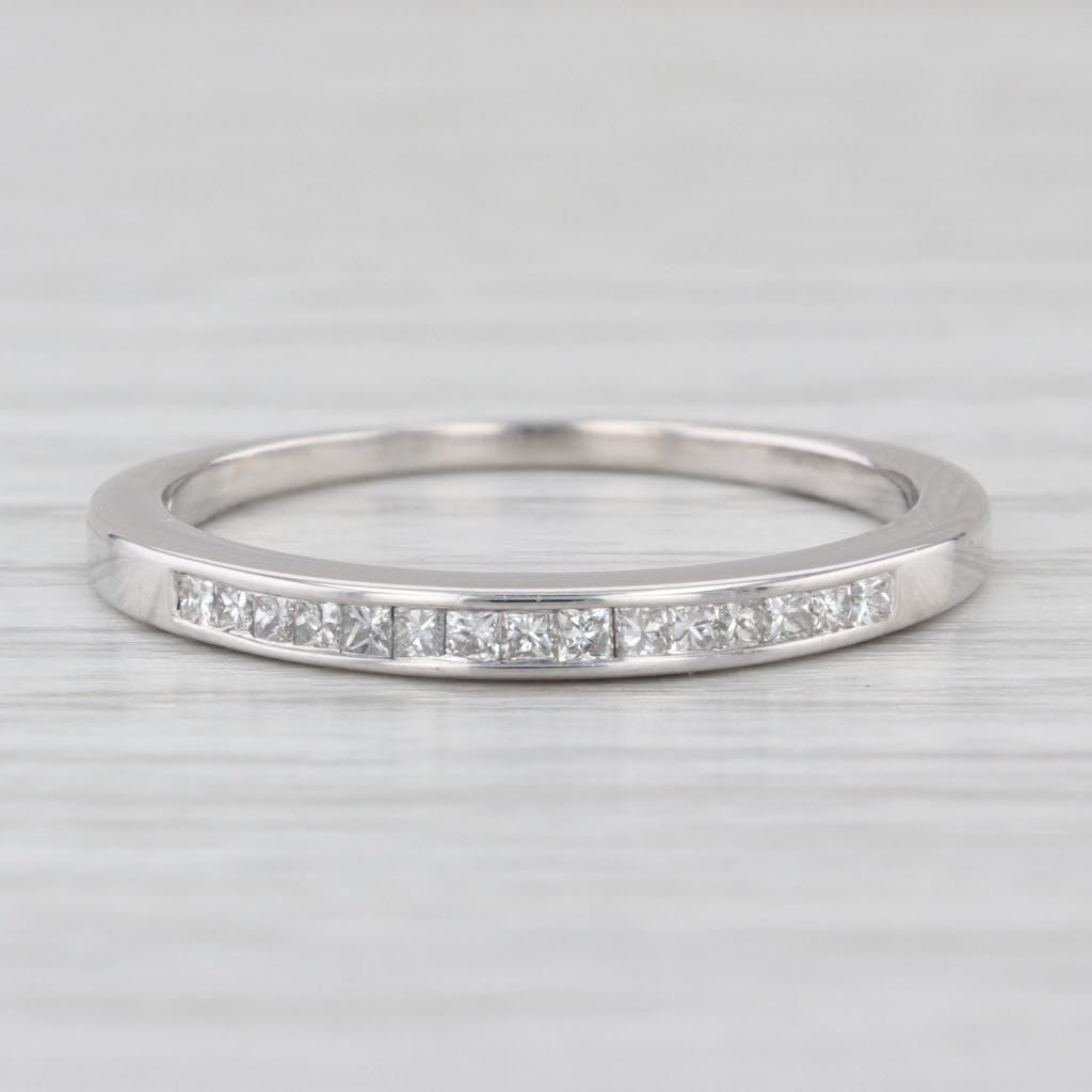 0.22ctw Princess Diamond Wedding Band 14k White Gold Size 8.5 Stackable