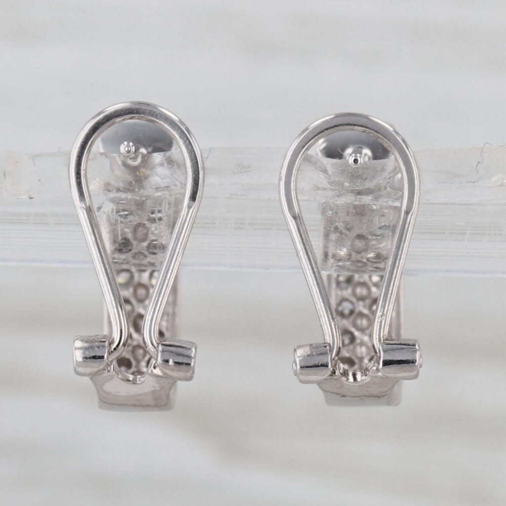 0.50ctw Diamond J-Hook Drop Earrings 14k White Gold Omega Backs