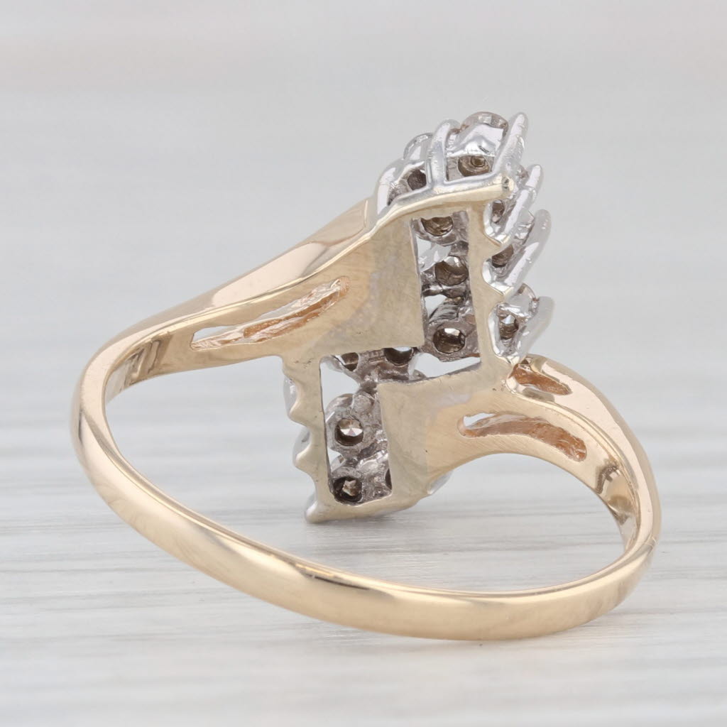 Light Gray 0.36ctw Diamond Cluster Bypass Ring 14k Gold Size 7.5
