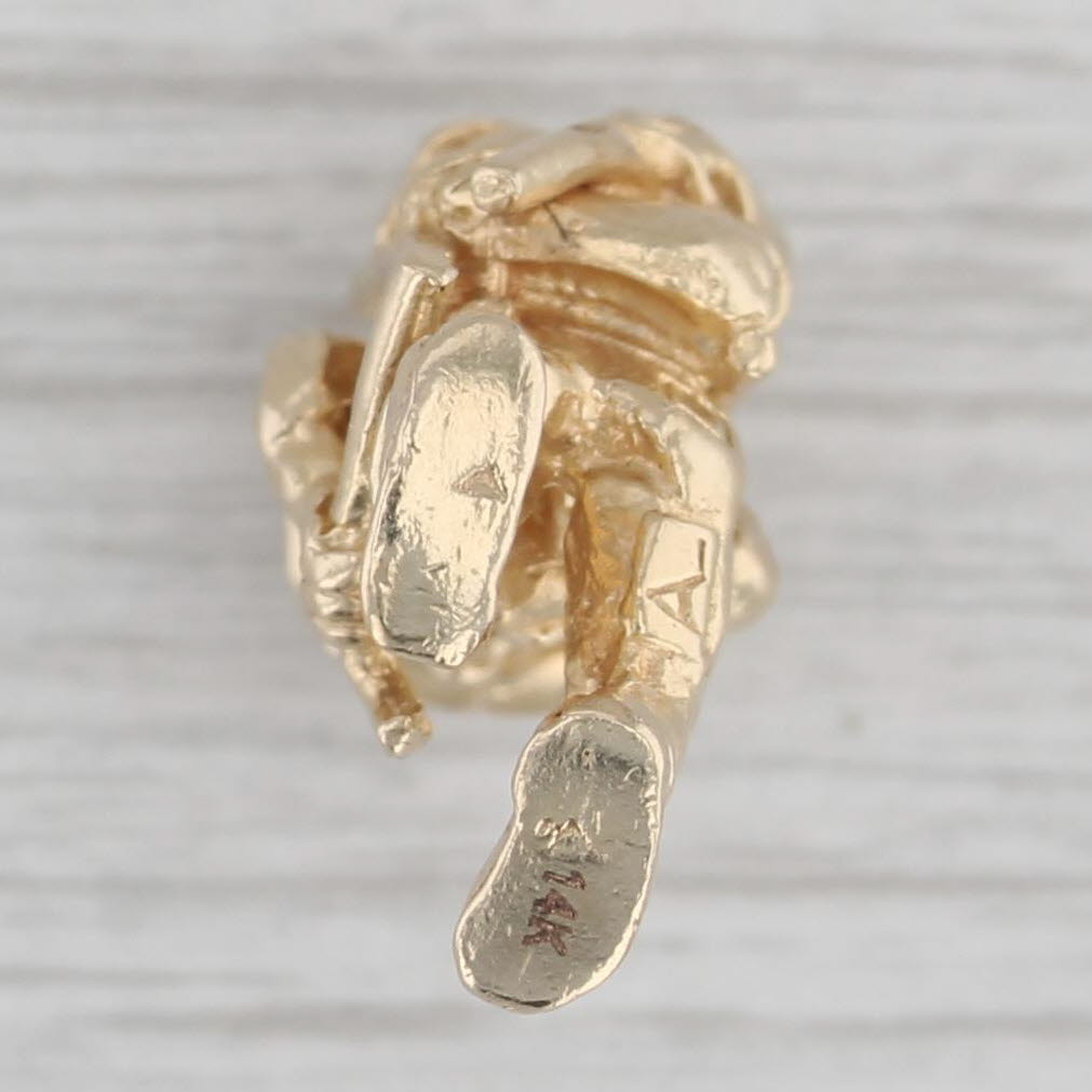Gray Gold Miner Charm 14k Yellow Gold 3D Figural Old Prospector Pendant