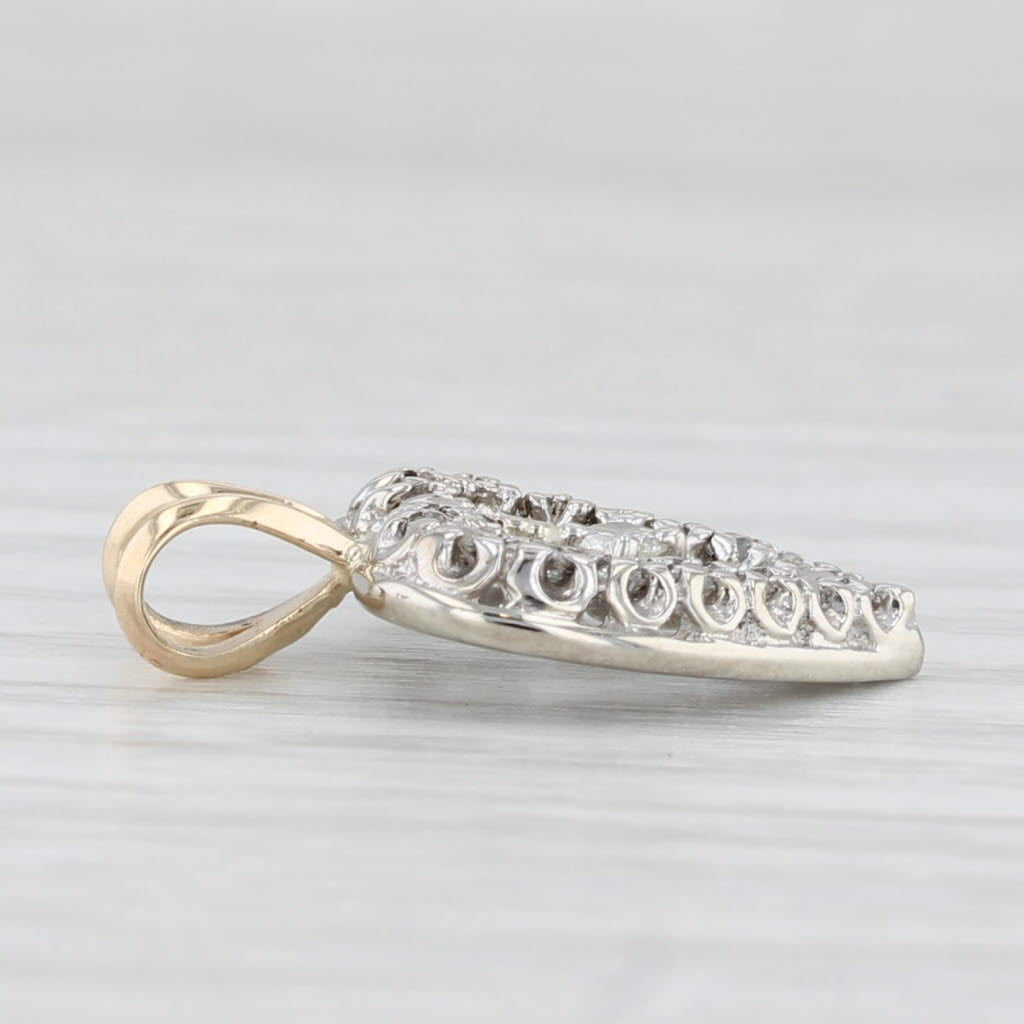 Light Gray Vintage 0.25ctw Diamond Open Heart Pendant 14k White Yellow Gold