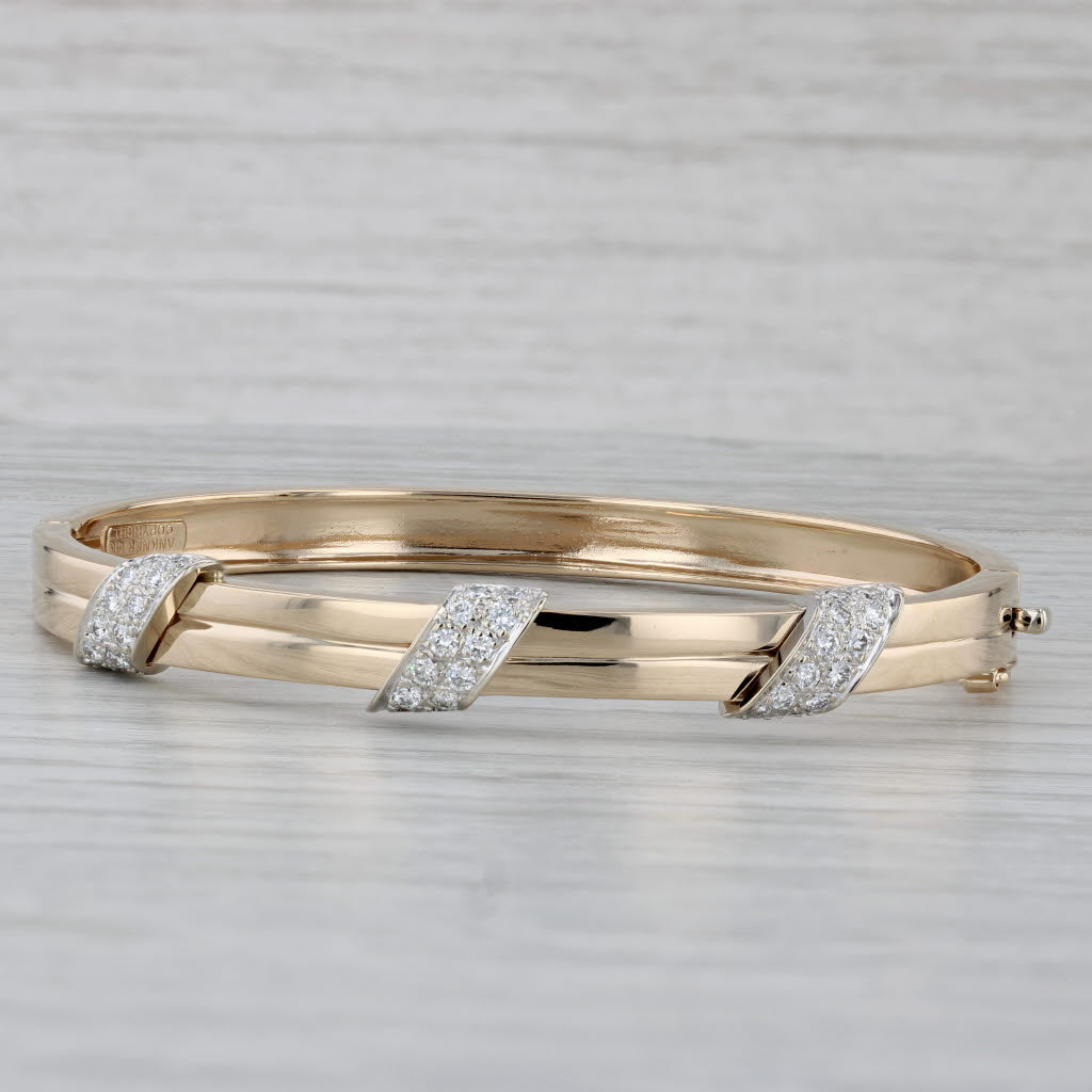 Gray Dankner 0.72ctw Diamond Bangle Bracelet 14k Yellow Gold 6.25"