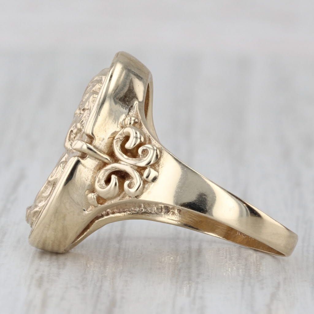 Cameo Portrait Style Ring 10k Yellow Gold Size 7.5 Figural Female