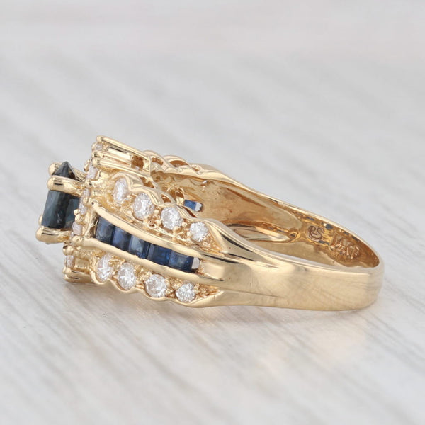 1.60ctw Blue Sapphire Diamond Ring 14k Yellow Gold Size 6.5 Engagement
