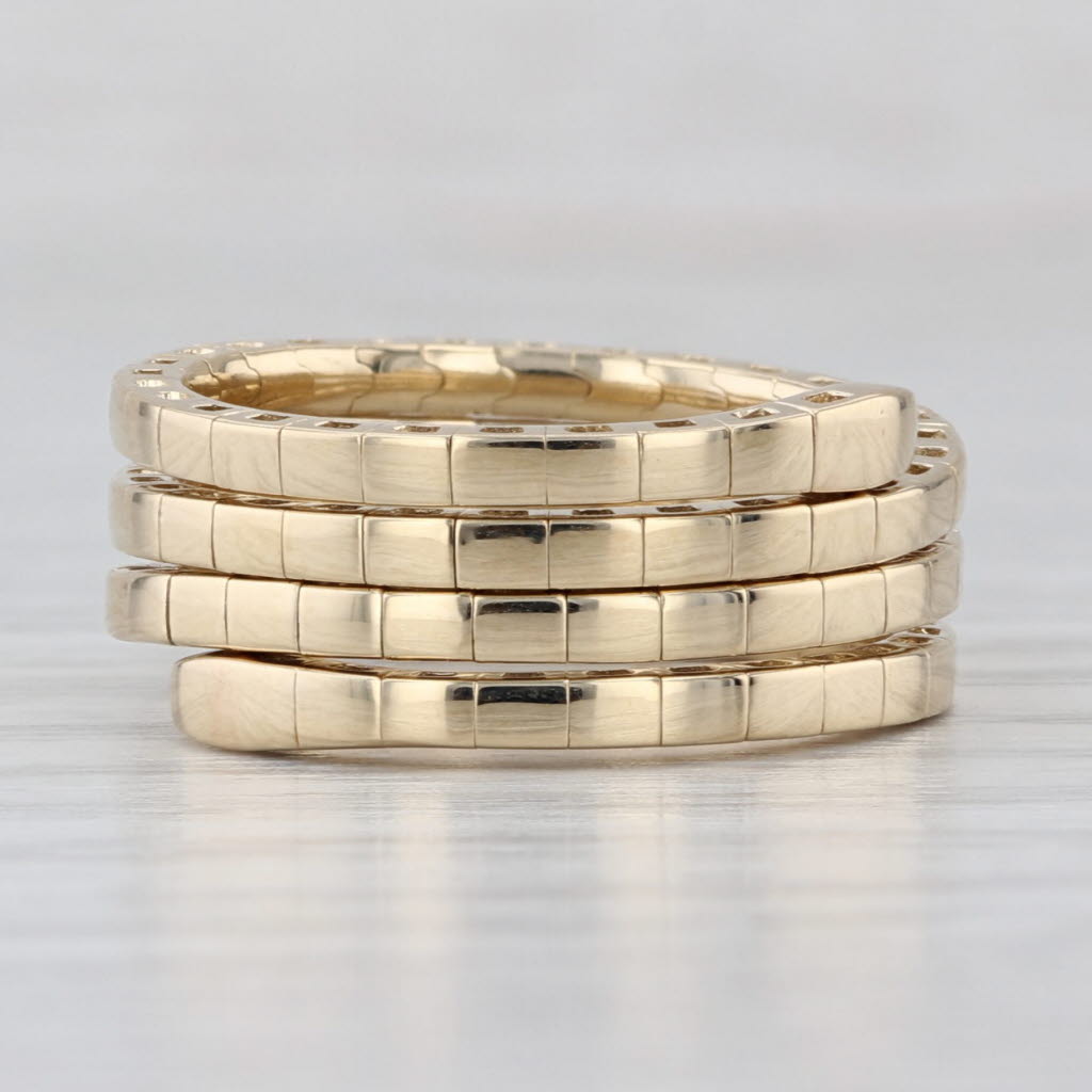 New 0.25ctw Diamond Coiled Band Ring 14k Yellow Gold Flexible Adjustable 6.25+