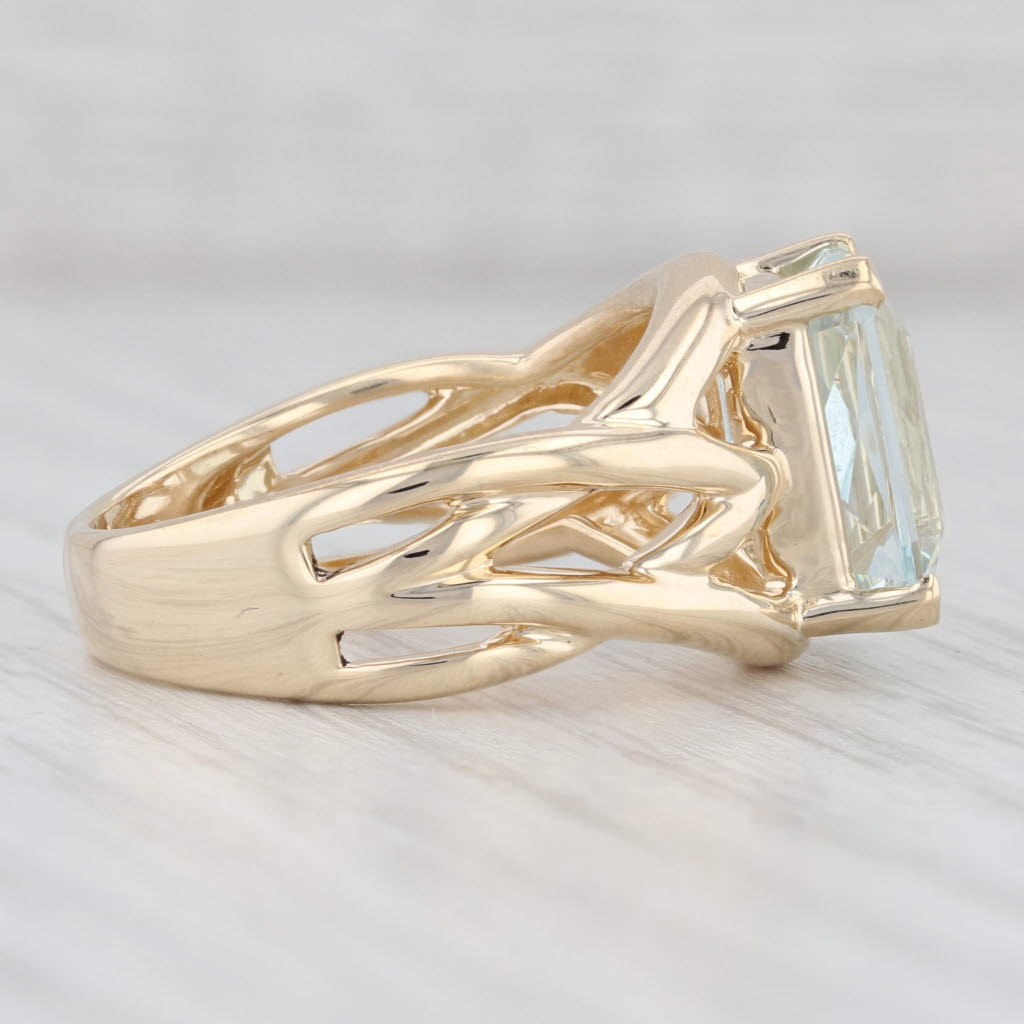 Light Gray 4.56ct Aquamarine Solitaire Ring 14k Yellow Gold Size 8.25