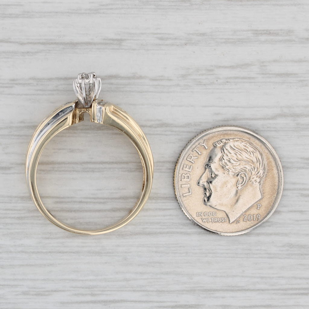 Gray 0.20ctw Round Diamond Engagement Ring 10k Yellow Gold Size 7 Bypass