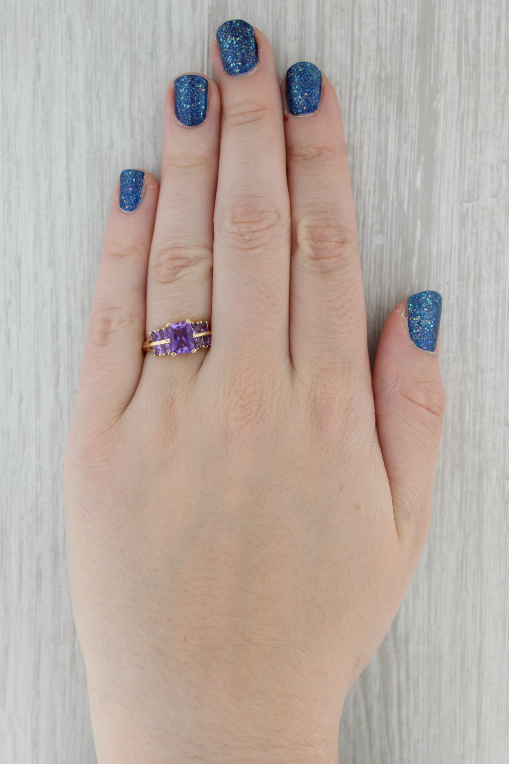 Dark Gray 2.14ctw Amethyst Ring 14k Yellow Gold Size 8.25