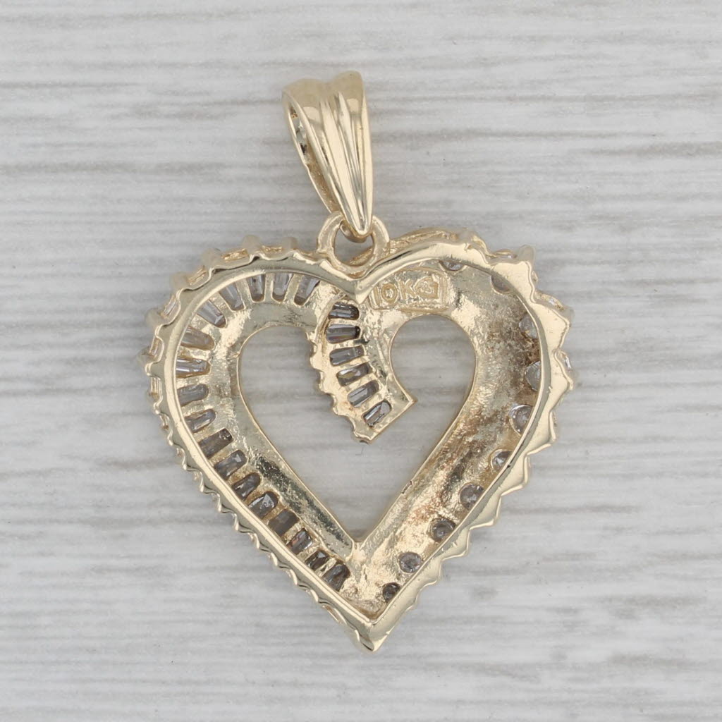 Gray 0.66ctw Diamond Open Heart Pendant 10k Yellow Gold