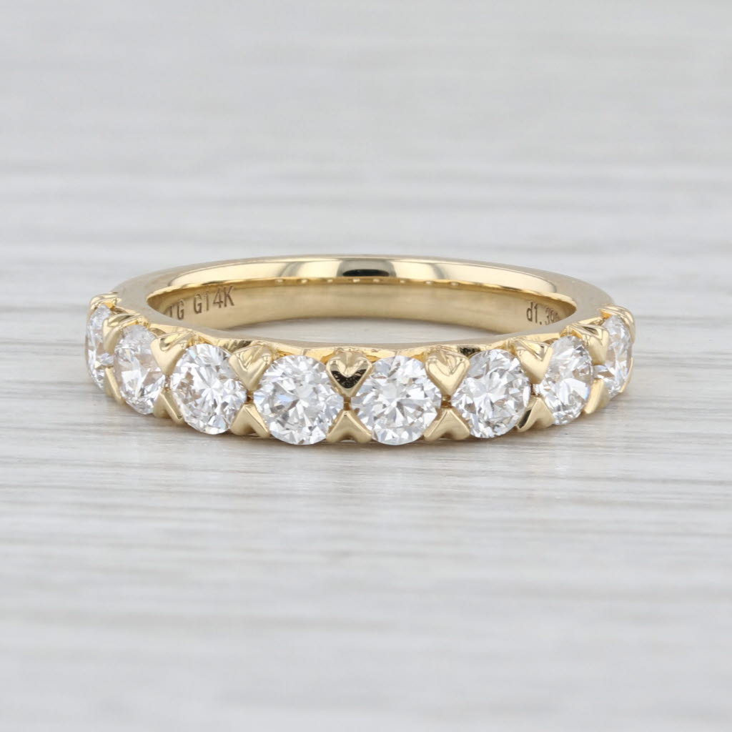 New 1.40ctw Lab Grown Diamond Wedding Band 14k Yellow Gold Sz 6.5 Stackable Ring